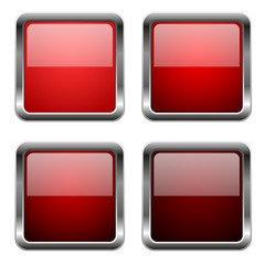 Red glass square buttons with chrome frame