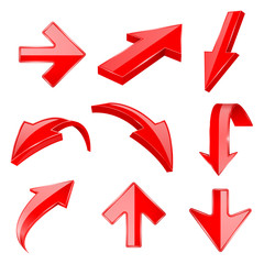 Red 3d shiny arrows. Up and down