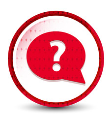 Question mark bubble icon misty frozen red round button