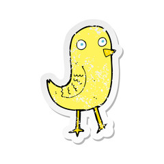 retro distressed sticker of a funny cartoon bird