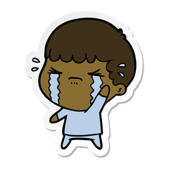sticker of a cartoon man crying