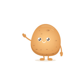 vector funny cartoon cute smiling tiny potato isolated on white background. vegetable funky character