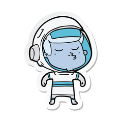 sticker of a cartoon confident astronaut
