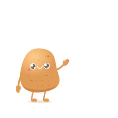 vector funny cartoon cute smiling tiny potato isolated on white background. vegetable funky character
