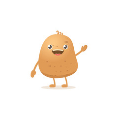 vector funny cartoon cute smiling tiny potato isolated on white background. vegetable funky character