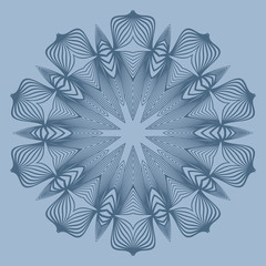 Ornamental Circle Pattern. Hand Draw Mandala. Vintage Decorative Elements. Vector Illustration. Anti-Stress Therapy Pattern. Pastel blue color.