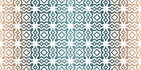 Geometric Pattern With Hand-Drawing Ornament. Vector Super Illustration. For Fabric, Textile, Bandana, Scarg, Colored Print. Brown green color