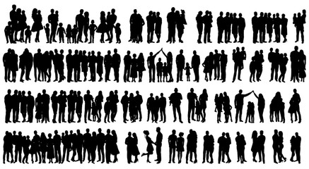 vector isolated silhouette people set