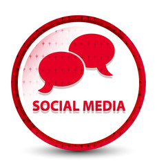 Social media (chat bubble icon) misty frozen red round button