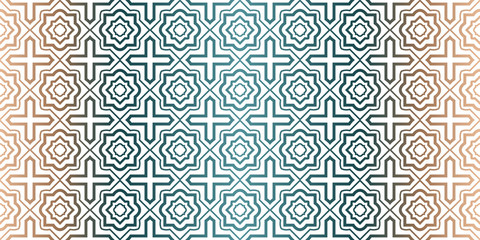 Fototapeta premium Modern Decorative Seamless Traditional Geometric Pattern. Vector Colored Illustration. Paper For Scrapbook. Brown green color