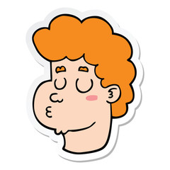 sticker of a cartoon male face