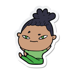 sticker of a cartoon woman