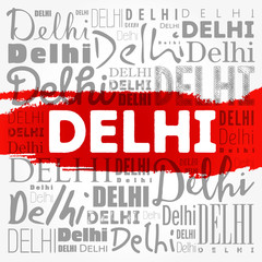 Delhi wallpaper word cloud, travel concept background