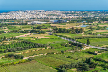 Naklejka premium Maltese landscape. View from Mdina mediaval city.