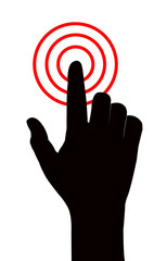 hand pointing target, silhouette vector