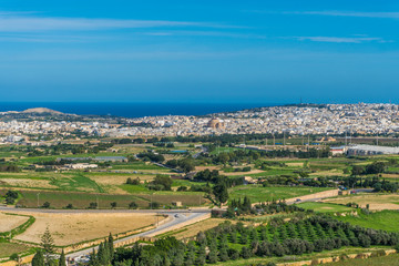 Fototapeta na wymiar Maltese landscape. View from Mdina mediaval city.