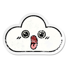 distressed sticker of a cute cartoon cloud