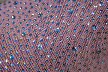 rhinestones on the fabric crystals macro