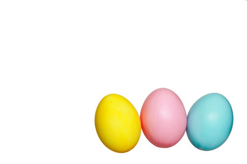 colorful eggs blue yellow pink for easter holiday