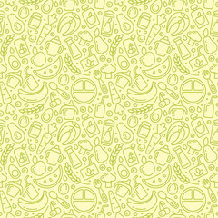 Seamless pattern with baby food. Line style vector illustration. Suitable for wallpaper, wrapping or textile