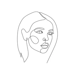 Poster Im Rahmen line drawn faces. Continuous line drawing. Abstract portrait © ColorValley