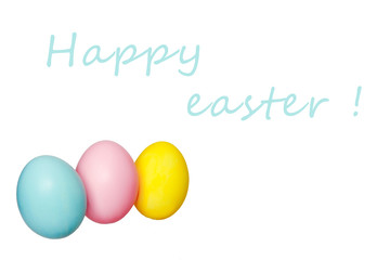colorful eggs blue yellow pink for easter holiday