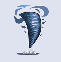 Spinning tornado drawn in children's style, vector illustration