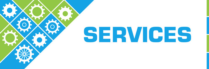 Services Gears Green Blue Left Triangles 