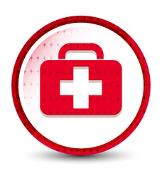 Medical bag icon misty frozen red round button