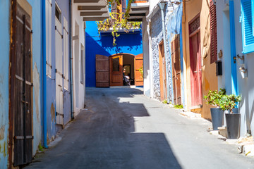 Fototapeta na wymiar A quiet street in an old traditional village of Pano Lefkara. Larnaca District, Cyprus