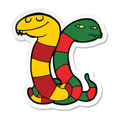 sticker of a cartoon snakes