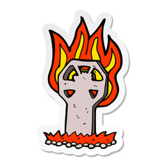 sticker of a cartoon spooky grave