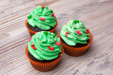 cupcakes with frosting and sprinkles