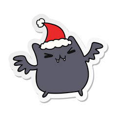 christmas sticker cartoon of kawaii bat