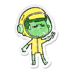 Obraz premium distressed sticker of a cartoon stressed astronaut