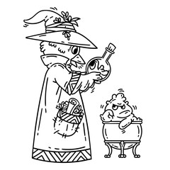 Magician creating cute monsters. Alchemist.