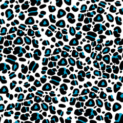 Animal pattern Vector illustration Modern background with blue leopard print on a white background