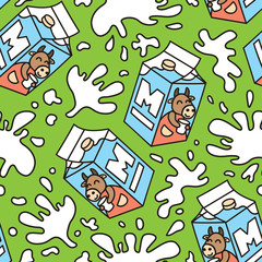Seamless pattern package of milk.