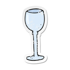 retro distressed sticker of a cartoon wine glass