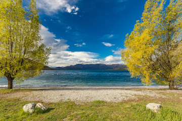 New Zealand landscape, Lake Wanaka, Glendhu Bay