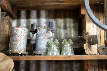 Industrial workshop items on display