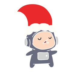 christmas cartoon of kawaii astronaut