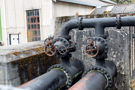 View of metal pipes and valves