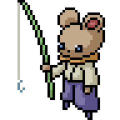 vector pixel art bear bait