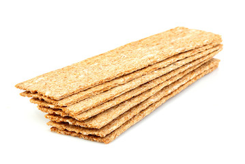 Isolated rye, wheat crisp bread.