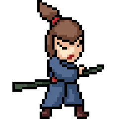 Fototapeta premium vector pixel art samurai kid