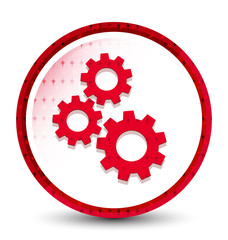 Gears icon misty frozen red round button