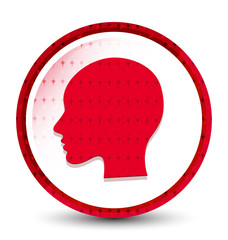 Head woman face icon misty frozen red round button