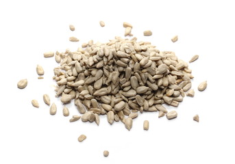 Sunflower seeds isolated on white background