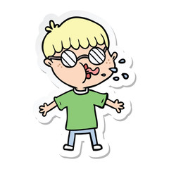 sticker of a cartoon boy wearing spectacles